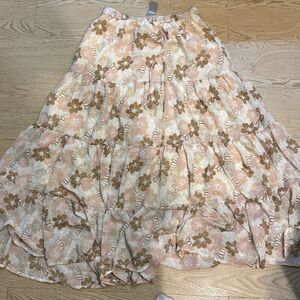 Aerie Floral Mini Skirt in Peach and Brown